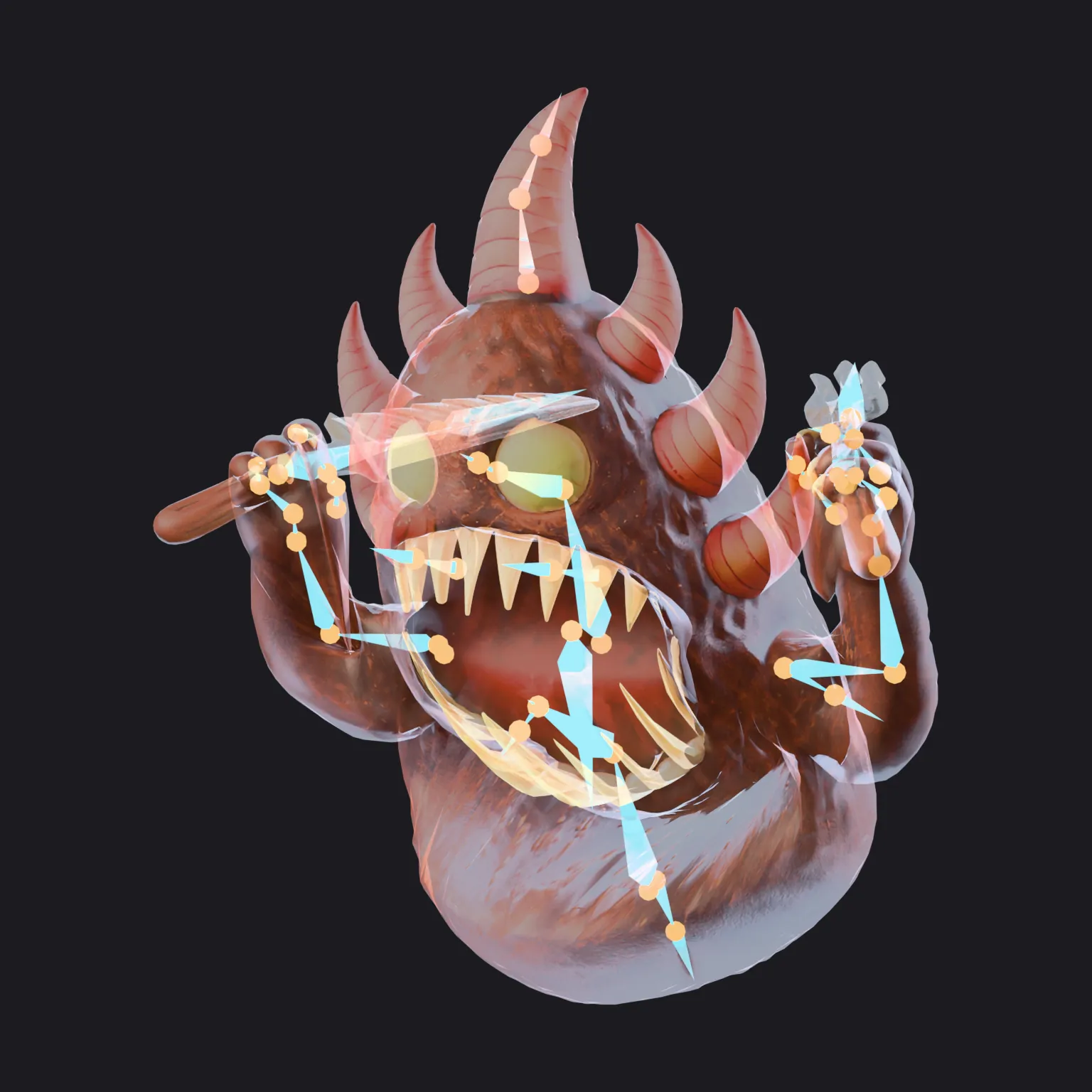 Hungry rigged model with skeleton